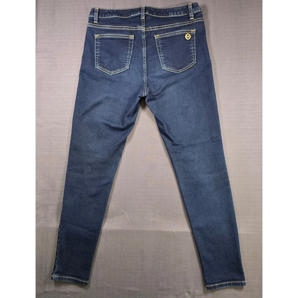 Michael Kors Izzy Skinny Jeans Womens 8 Dark Wash Indigo Denim Stretch MK Logo